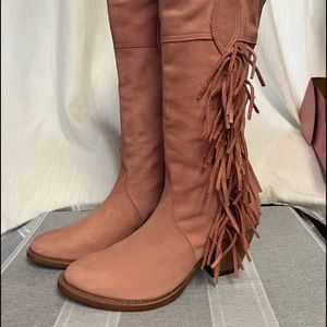 Lucchese pink fringed cowgirl boots size 10.5